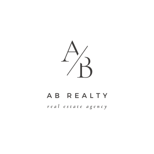 AB Realty logo — an "A/B" monogram above the wordmark "AB Realty, real estate agency" on white