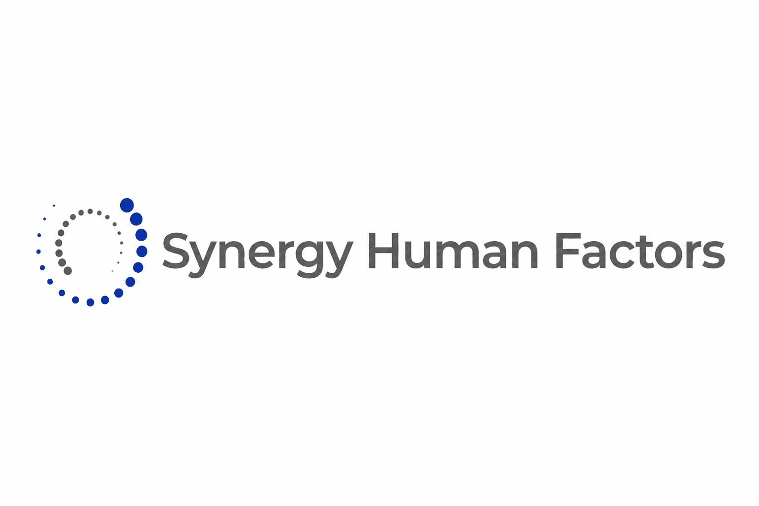 Synergy Human Factors logo — a dotted circular mark beside the wordmark "Synergy Human Factors" on white